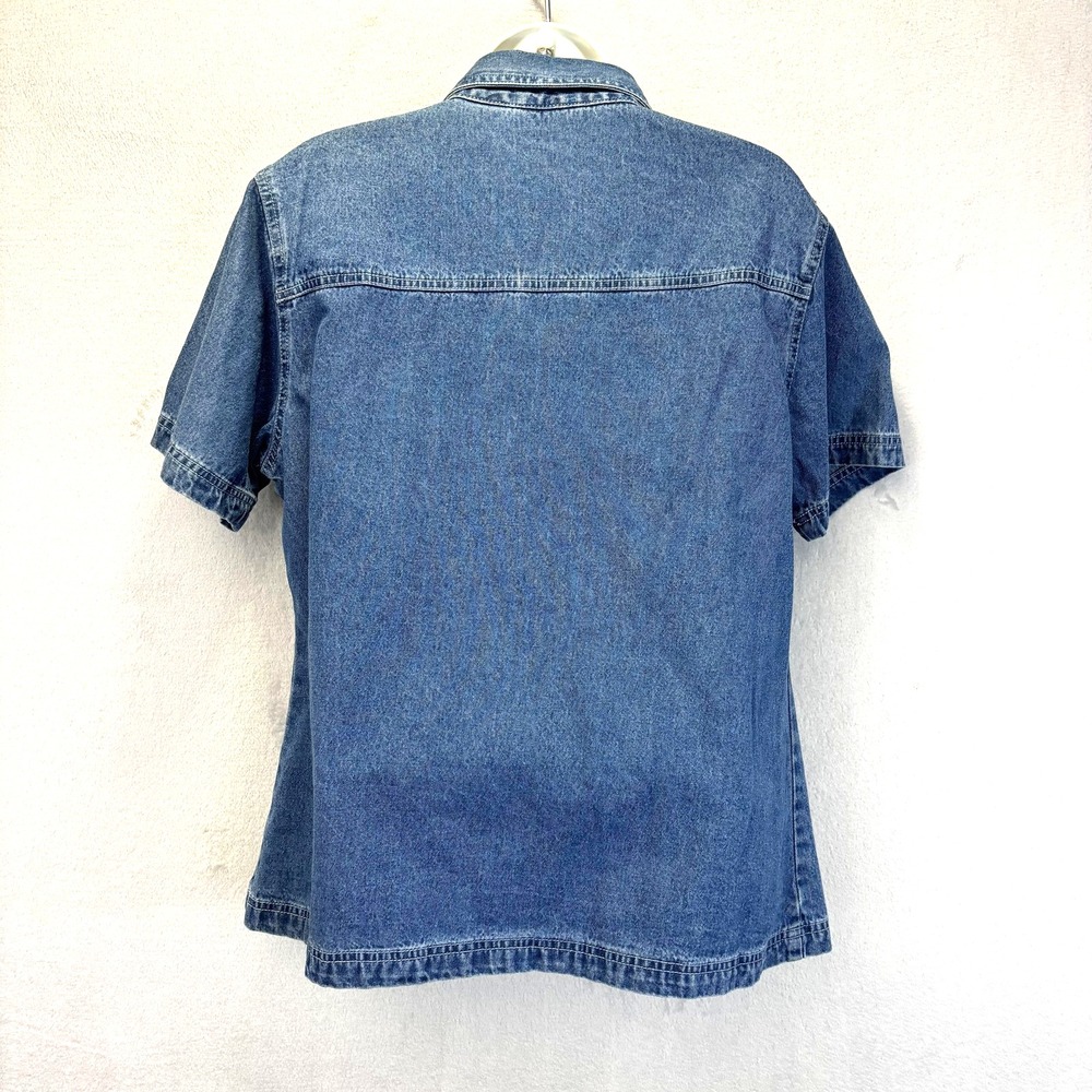 Vintage Studio West Beaded Floral Western Shirt Womens Medium Denim Embroidered - Picture 4 of 10